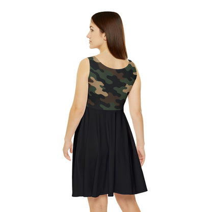 Camo Print Women's Skater Dress, Trendy Summer Dress, Casual Day Out, Spring Fashion, Perfect for Parties, Outdoor Events, Weekend Wear - TRV