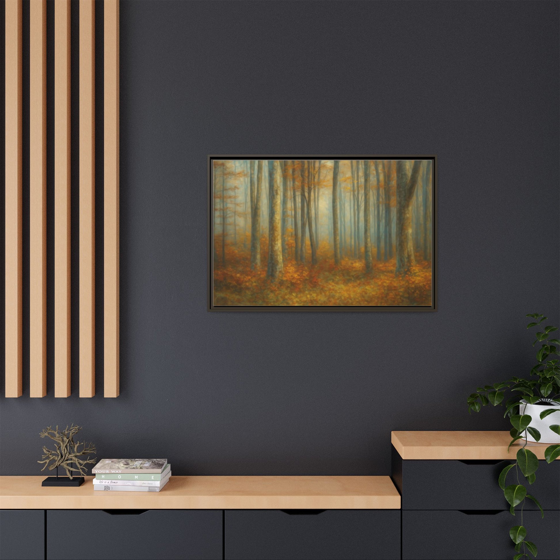 Autumn Forest Canvas Art, Framed Wall Decor, Rustic Home Decor, Nature Artwork, Gift for Nature Lovers - TRV