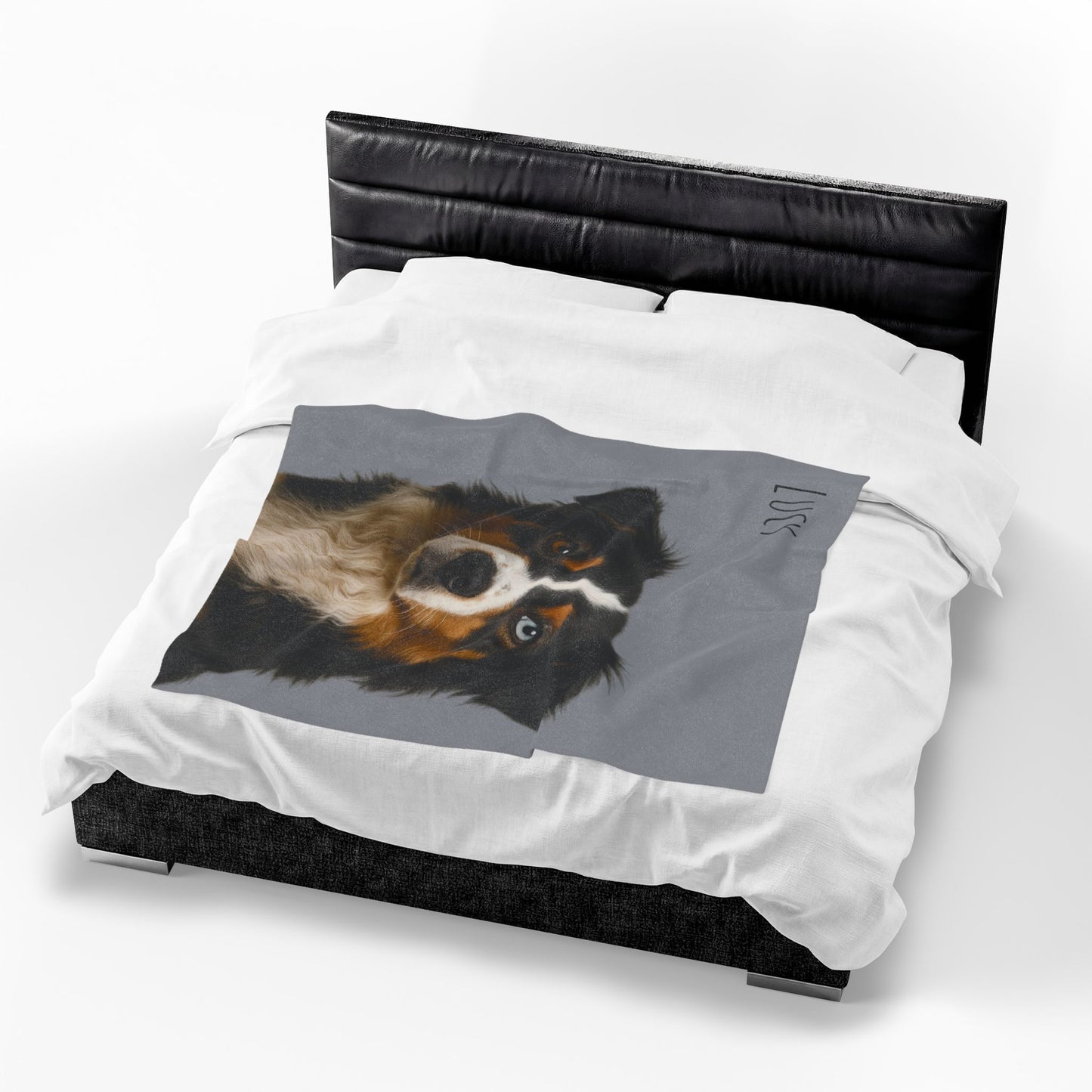 Personalized Aussie Dog Portrait Blanket | Velveteen Plush Blanket