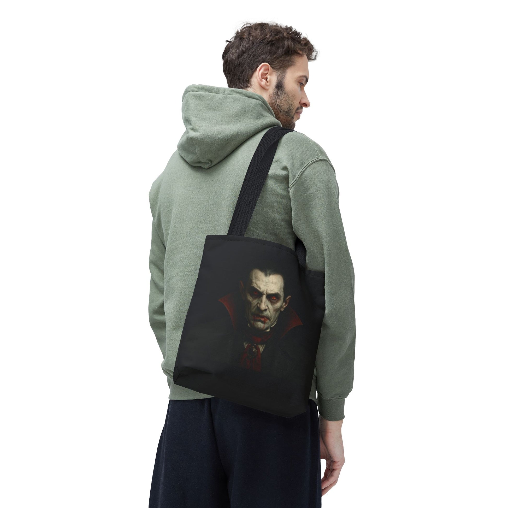 Vampire Haunted Tote Bag, Spooky Shopping Bag, Halloween Accessory, Gothic Style Handbag, Perfect for Halloween Parties, Unisex Tote - TRV