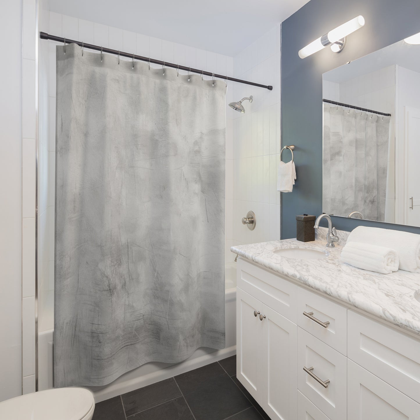 Elegant Gray Shower Curtain for Modern Bathrooms, Minimalist Bathroom Decor, Home Essentials, Gift for Housewarming, Cool Bathroom [...] - TRV