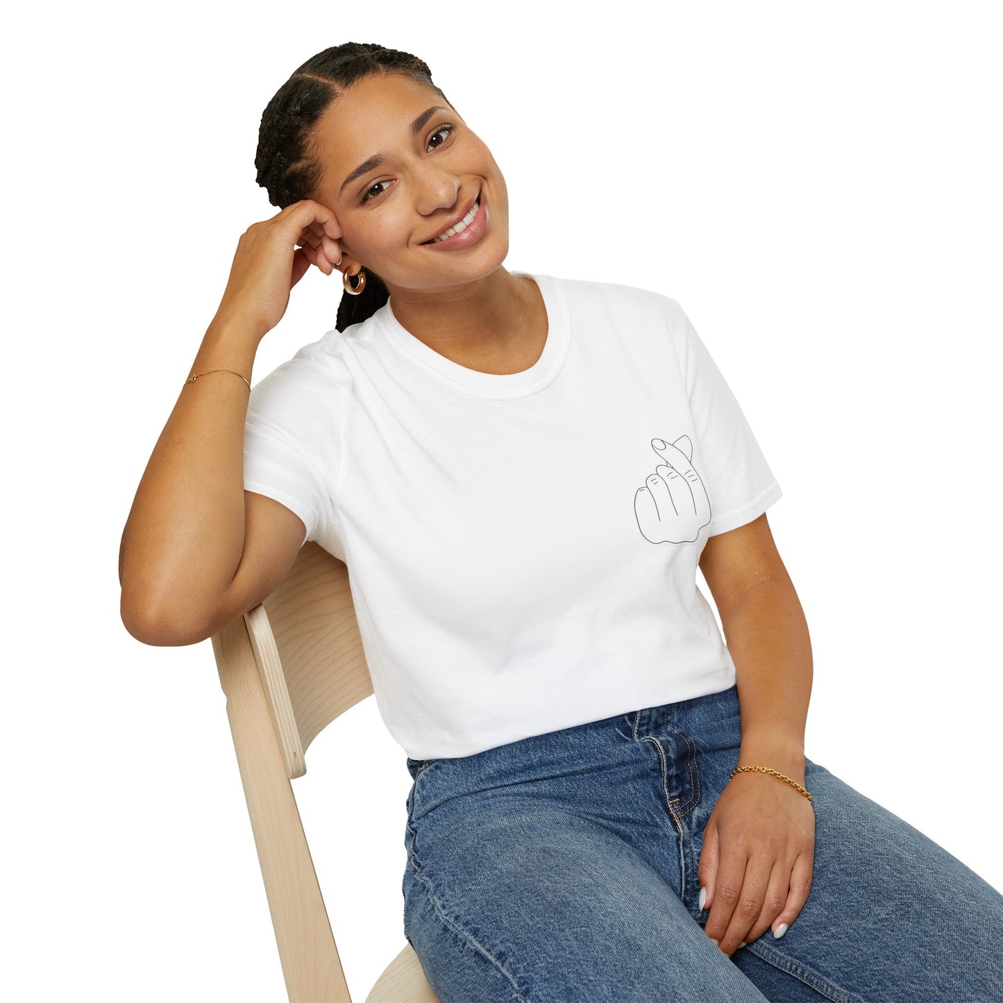 Trendy Unisex Softstyle T-Shirt with Love Hand Gesture Design