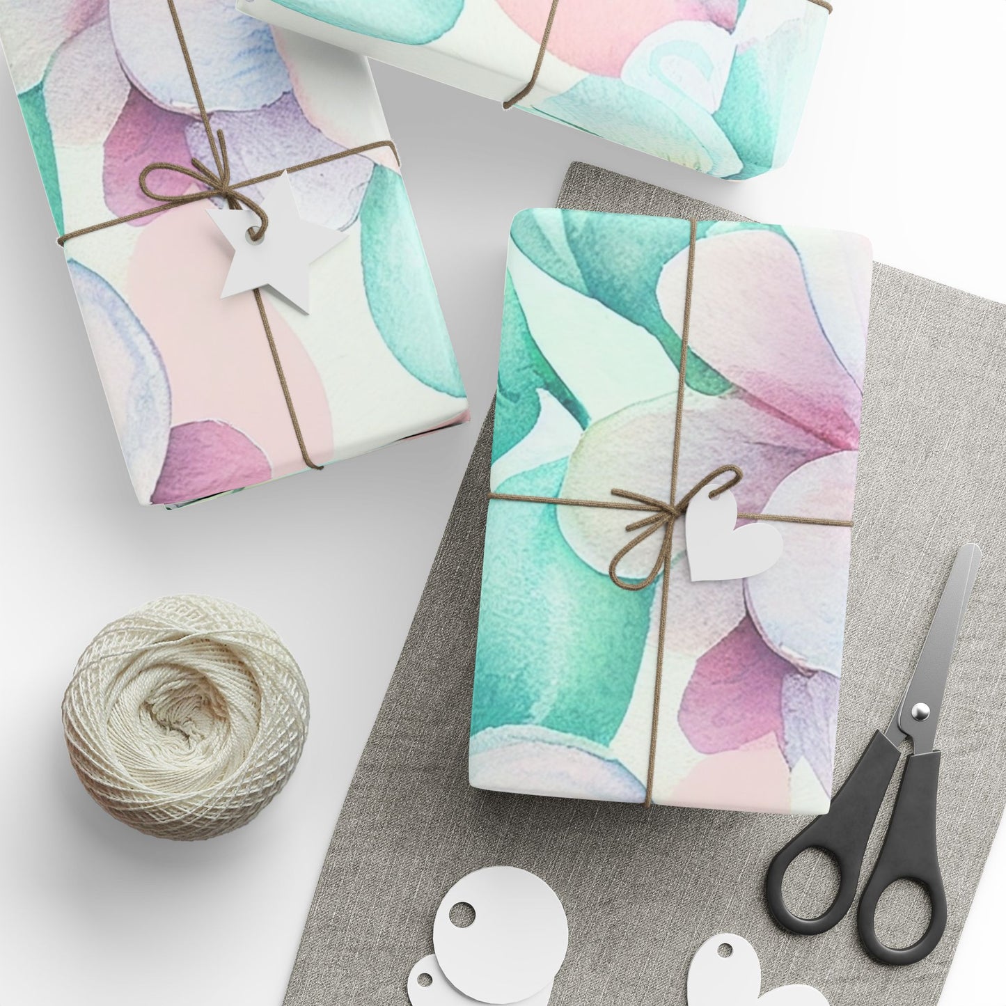 Floral Pastel Wrapping Paper Roll — Watercolor Hydrangea Gift Wrap