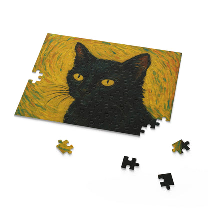 Black Cat Portrait Puzzle | Custom Photo Puzzle 120-500 Piece - TRV