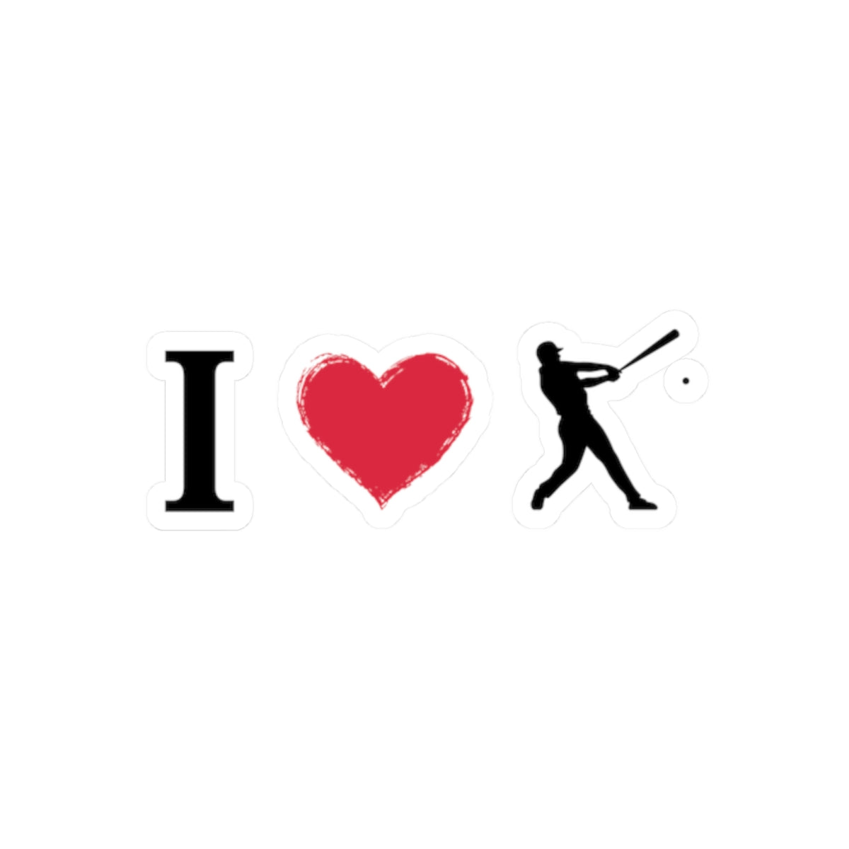 Baseball I Heart Batter Kiss-Cut Sticker