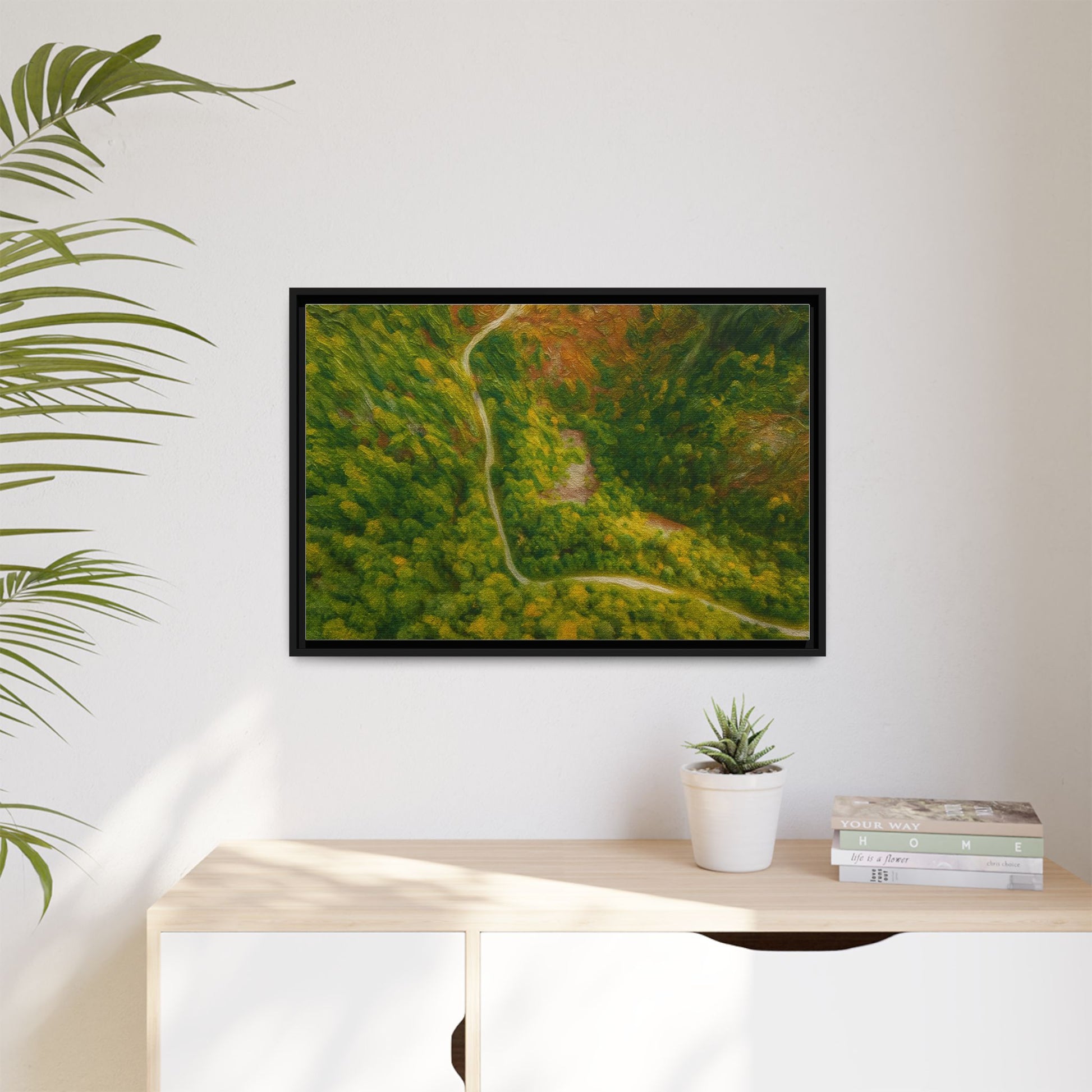 Framed Nature Canvas Art Print, Vibrant Forest Wall Decor, Abstract Landscape Artwork, Home Decoration, Gift for Nature Lovers - TRV