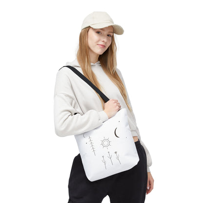 Minimal Moon and Sun Botanical Tote | Celestial Line Art Bag
