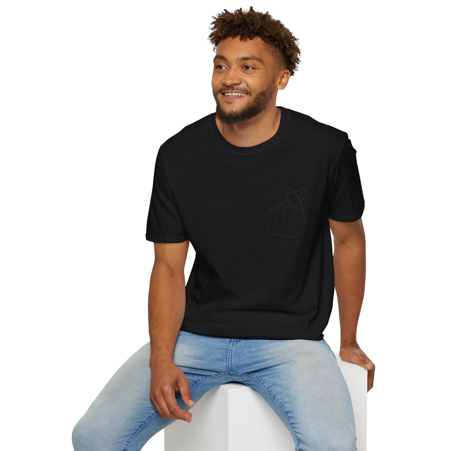 Trendy Unisex Softstyle T-Shirt with Love Hand Gesture Design