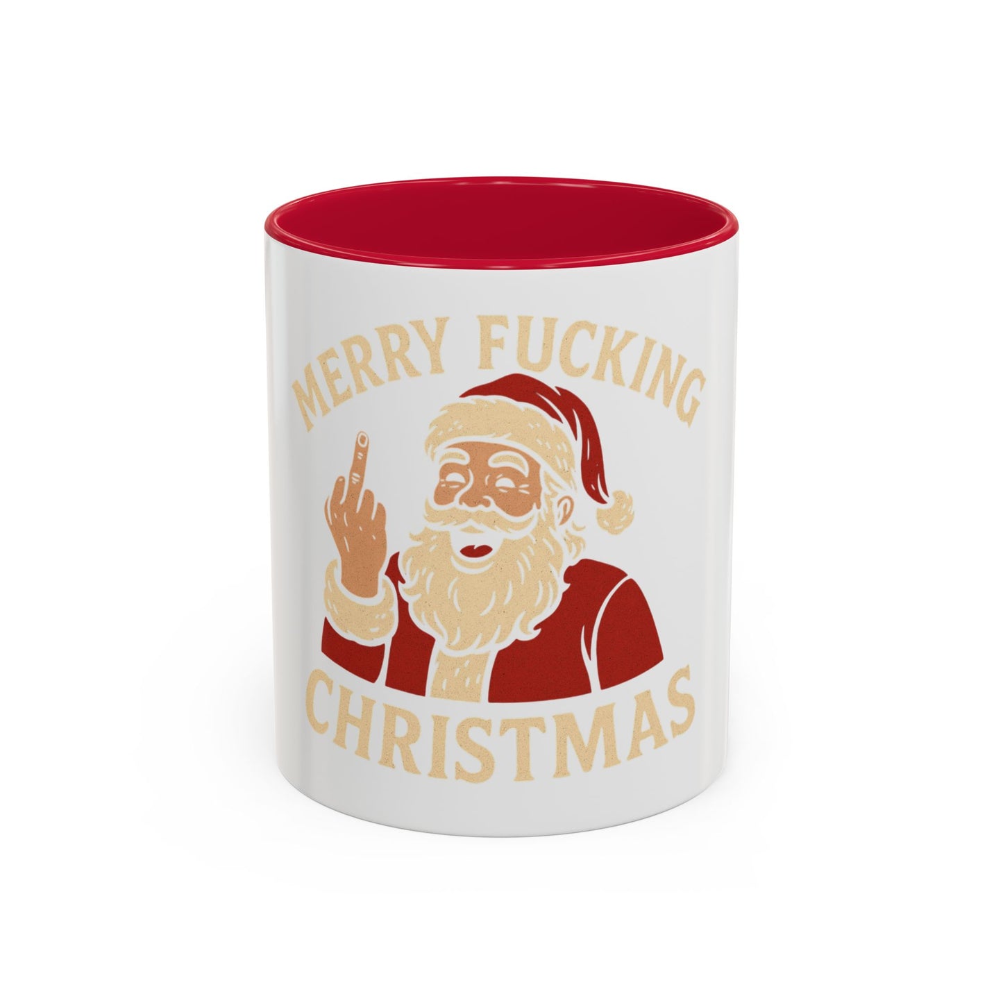 Irreverent Merry Christmas Mug — Funny Santa Middle Finger Coffee Cup (11oz & 15oz)