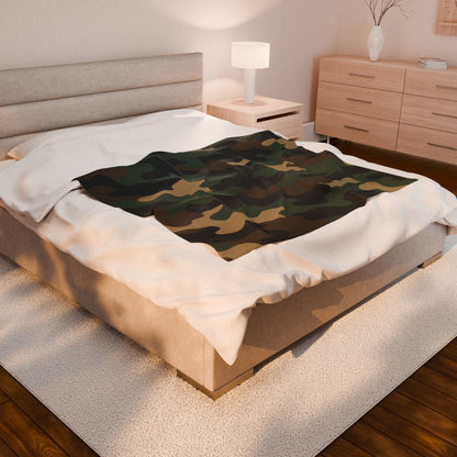 Cozy Camo Velveteen Plush Blanket for Comfort Lovers, Soft Throw Blanket, Perfect for Camping, Home Decor, Gift Ideas - TRV