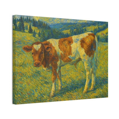 Artistic Cow Canvas Wall Art - Farmhouse Decor, Calf Painting