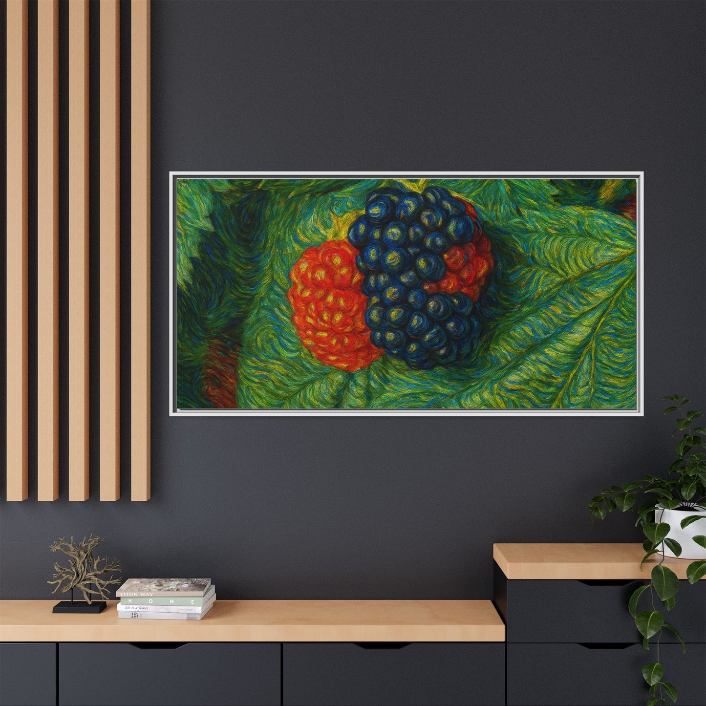 Van Gogh Style Blackberry Canvas Art, Framed Wall Decor, Botanical Print, Summer Home Decor, Gift for Garden Lovers - TRV
