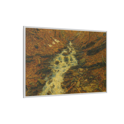 Serene Abstract Nature Canvas Art, Framed Wall Decor, Rustic Home Accent, Earthy Tone Artwork, Tranquil River Scene - TRV