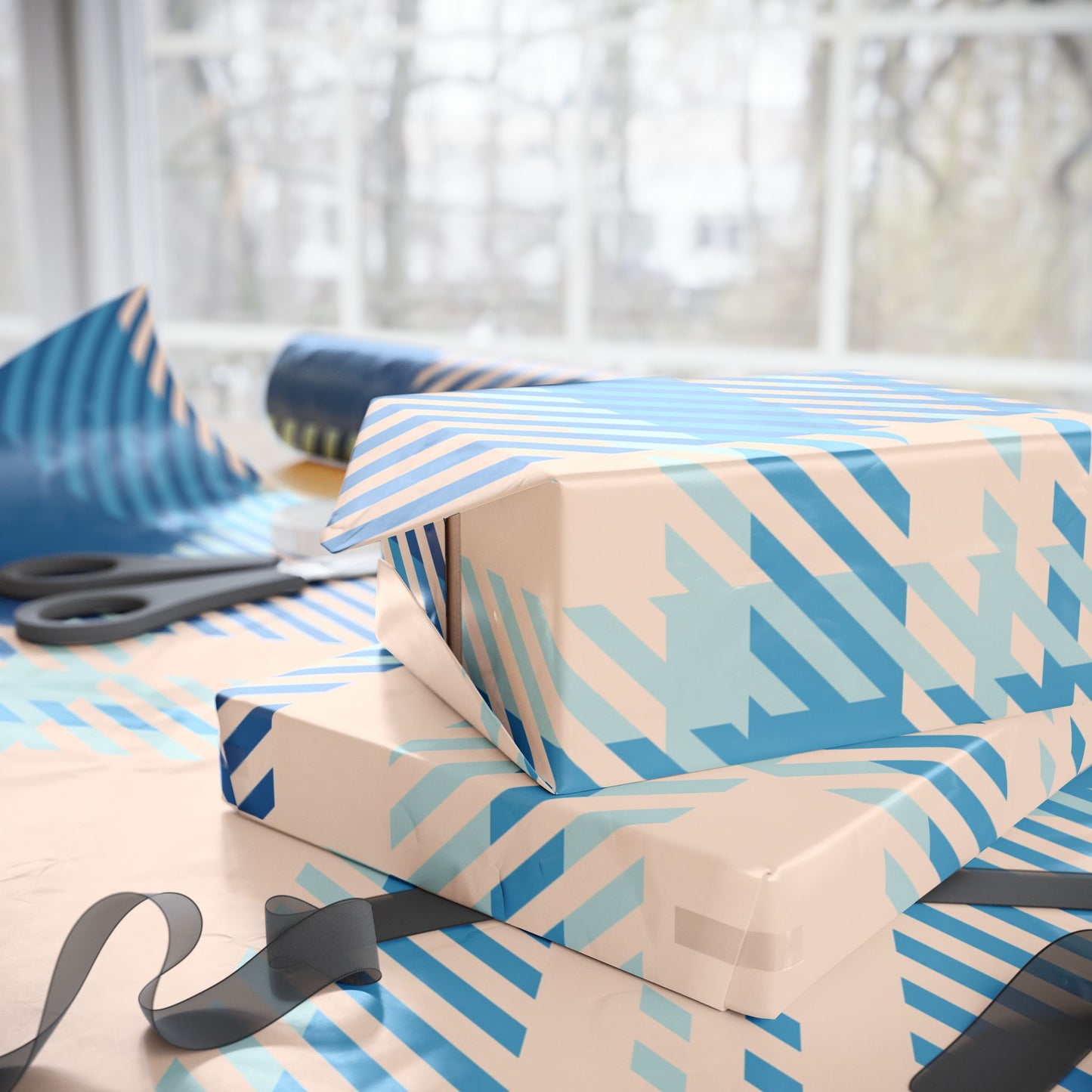 Blue Plaid Wrapping Paper Roll – Classic Plaid Gift Wrap for Birthdays & Holidays