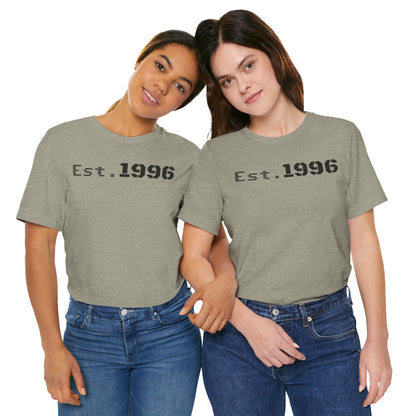 Unisex Jersey Tee - 'Est. 1996' Graphic Shirt, Birthday Gift, Casual Wear, Vintage Style, Retro Fashion, Gift for Him/Her - TRV