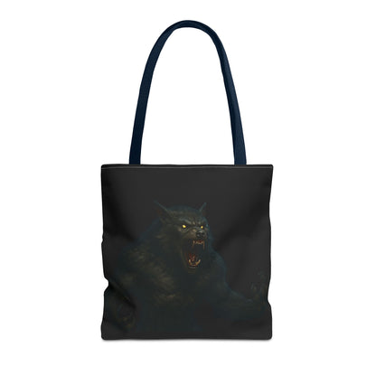 Fierce Werewolf Tote Bag, Halloween Accessories, Dark Art Tote, Animal Lover Gift, Geeky Shopping Bag - TRV