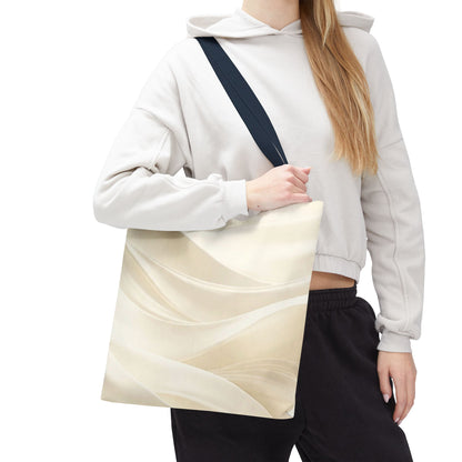 Cream Abstract Waves Tote Bag | Neutral Swirl Pattern