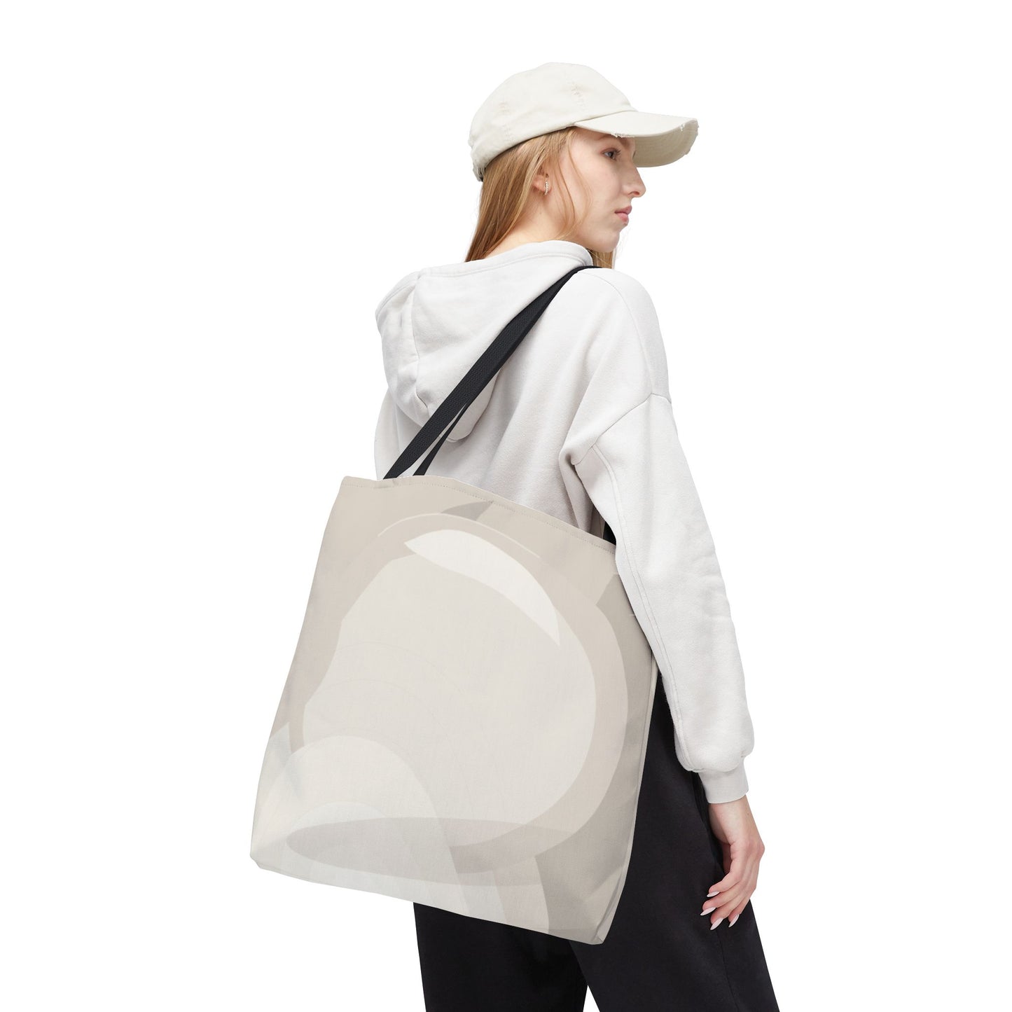 Neutral Abstract Circle Pattern Tote Bag | Minimal Beige AOP Canvas