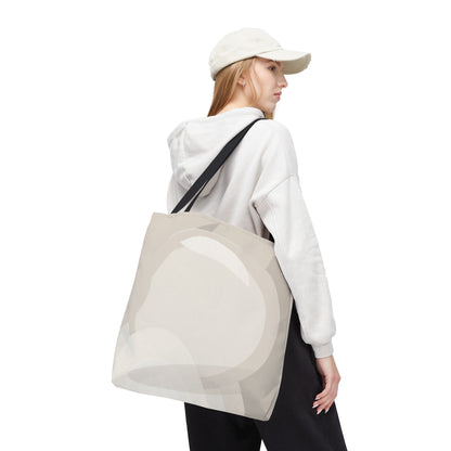 Neutral Abstract Circle Pattern Tote Bag | Minimal Beige AOP Canvas