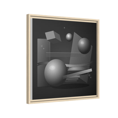 Monochrome Geometric Spheres Canvas Framed Wall Art | Matte Print