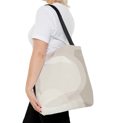 Neutral Abstract Circle Pattern Tote Bag | Minimal Beige AOP Canvas