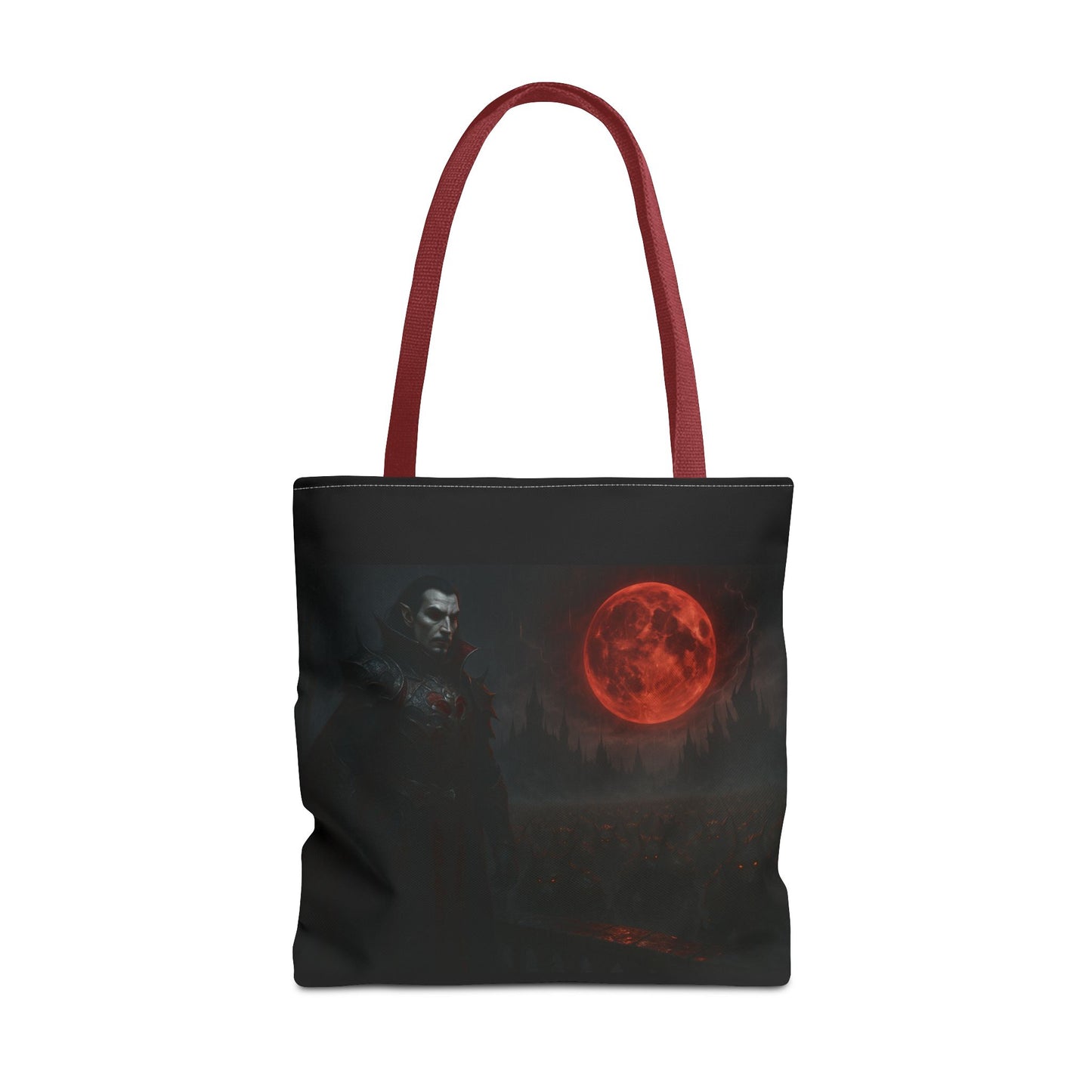 Gothic Tote Bag: Dark Moonlit Night Scene With Dracula, Vampire Art, Halloween Accessory, Gothic Gift, Boho Style - TRV