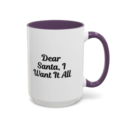 Dear Santa Accent Coffee Mug - Fun Holiday Mug for Christmas Enthusiasts