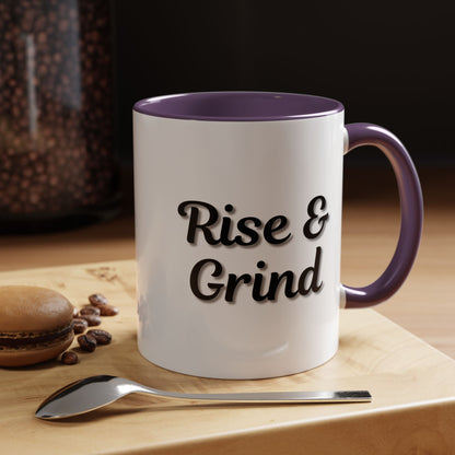 Rise & Grind Coffee Mug – Motivational Black Accent Mug for Daily Inspiration - TRV
