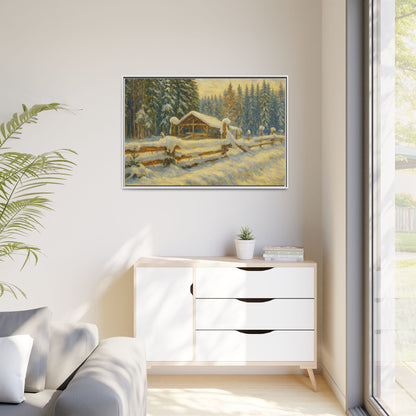 Winter Landscape Framed Canvas Art | Cozy Home Decor | Wall Art for Living Room, Bedroom, Holiday Gift, Rustic Vibes, Art Print - TRV