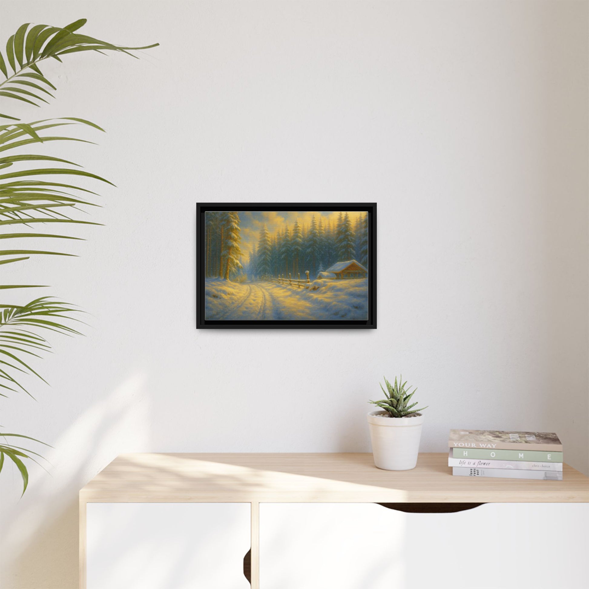 Wall Art Print, Winter Cabin Decor, Nature Scene, Holiday Gift, Cabin Vibes, Christmas Decoration, Matte Canvas, Framed - TRV