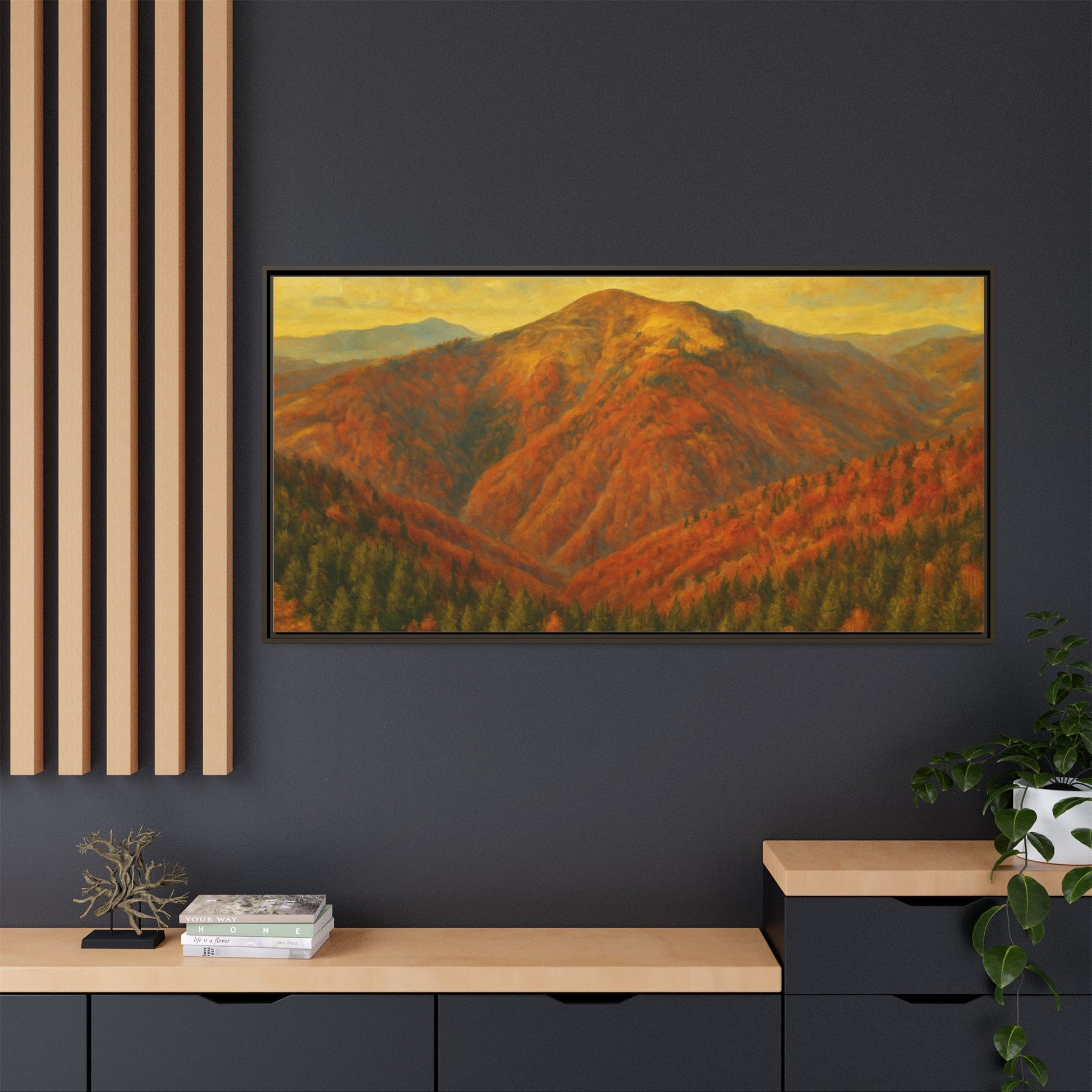 Autumn Landscape Wall Art, Cozy Home Decor, Nature Print, Framed Canvas, Fall Decorations, Gift Idea for Art Lovers - TRV