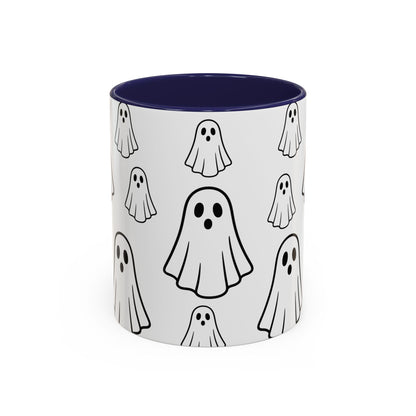 Cute Ghost Accent Coffee Mug, Halloween Mug, Spooky Drinkware, Gift for Ghost Lovers, Seasonal Decor, Unique Coffee Cup - TRV