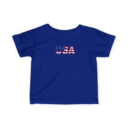 USA Infant Fine Jersey Tee - Cute Baby Shirt, Toddler Clothing, American Flag Tee, Baby Shower Gift, 4th of July Outfit