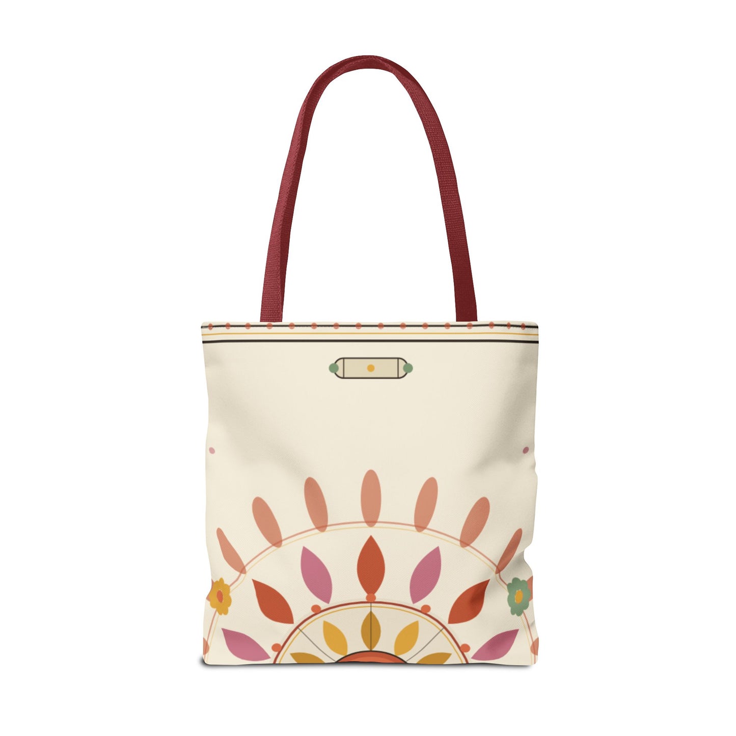 Boho Floral Mandala Tote Bag | Pastel Sunburst Pattern