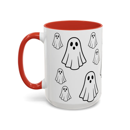 Cute Ghost Accent Coffee Mug, Halloween Mug, Spooky Drinkware, Gift for Ghost Lovers, Seasonal Decor, Unique Coffee Cup - TRV