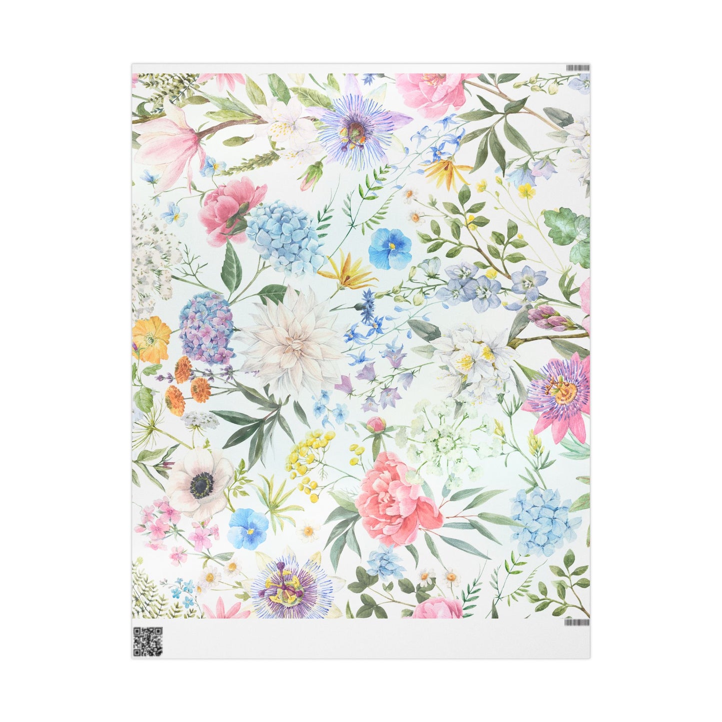 Floral Watercolor Wrapping Paper Roll — Pastel Flowers Gift Wrap for Mother's Day & Spring
