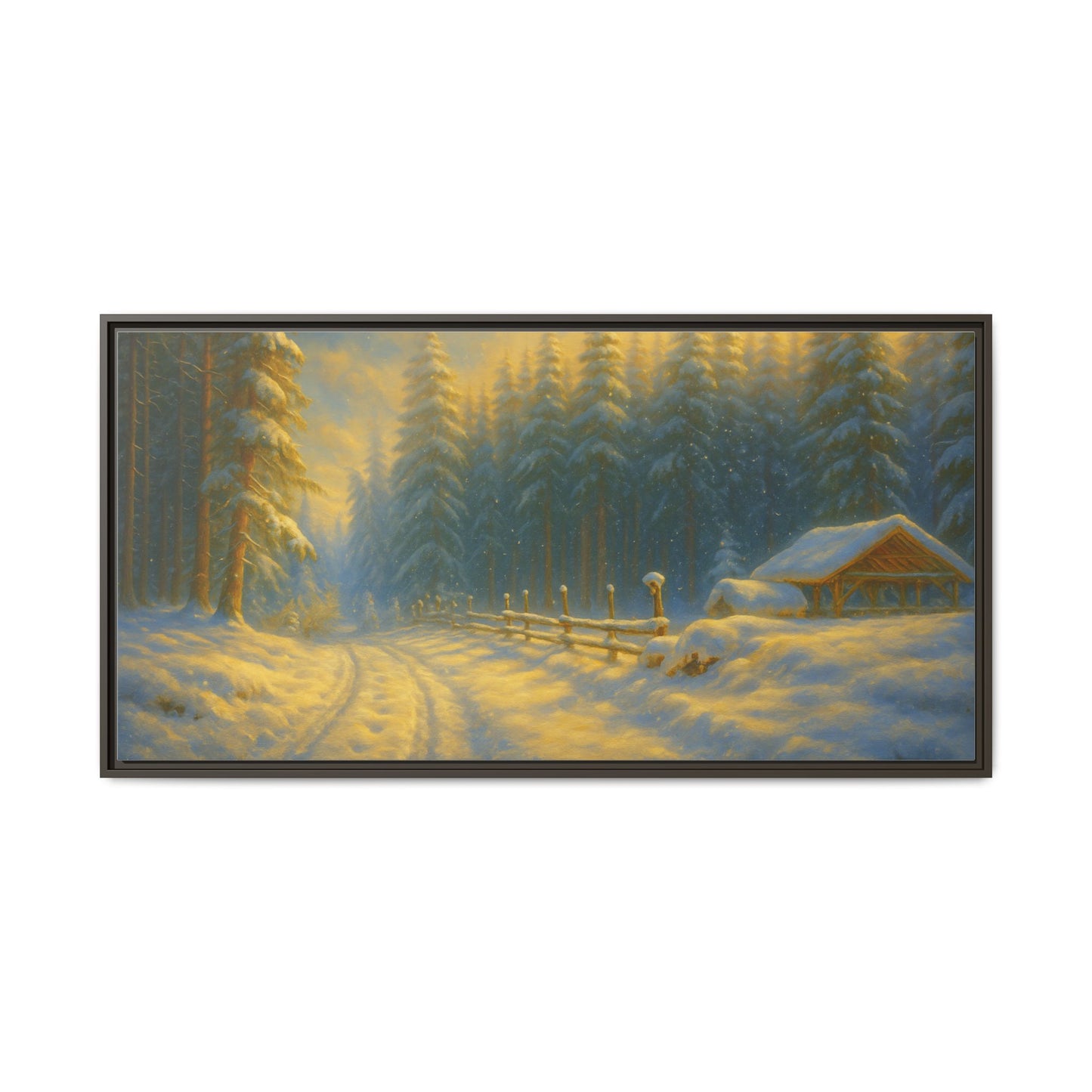 Wall Art Print, Winter Cabin Decor, Nature Scene, Holiday Gift, Cabin Vibes, Christmas Decoration, Matte Canvas, Framed - TRV