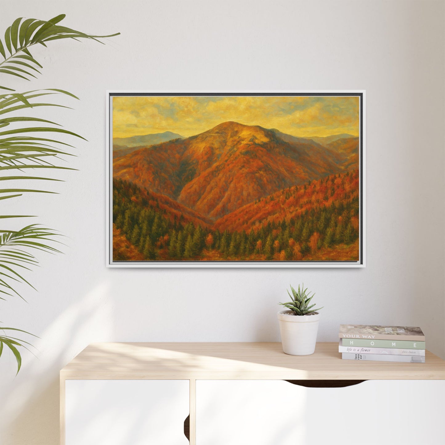Autumn Landscape Wall Art, Cozy Home Decor, Nature Print, Framed Canvas, Fall Decorations, Gift Idea for Art Lovers - TRV
