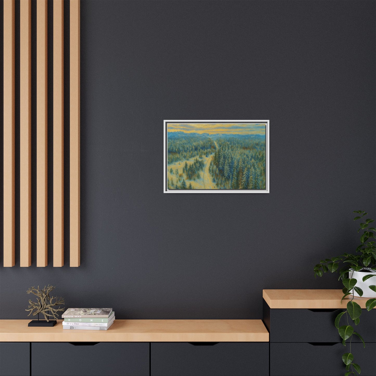 Framed Matte Canvas Art Print, Tranquil Forest Landscape, Home Decor for Nature Lovers, Wall Art for Living Room, Gift for Art Enthusiasts - TRV