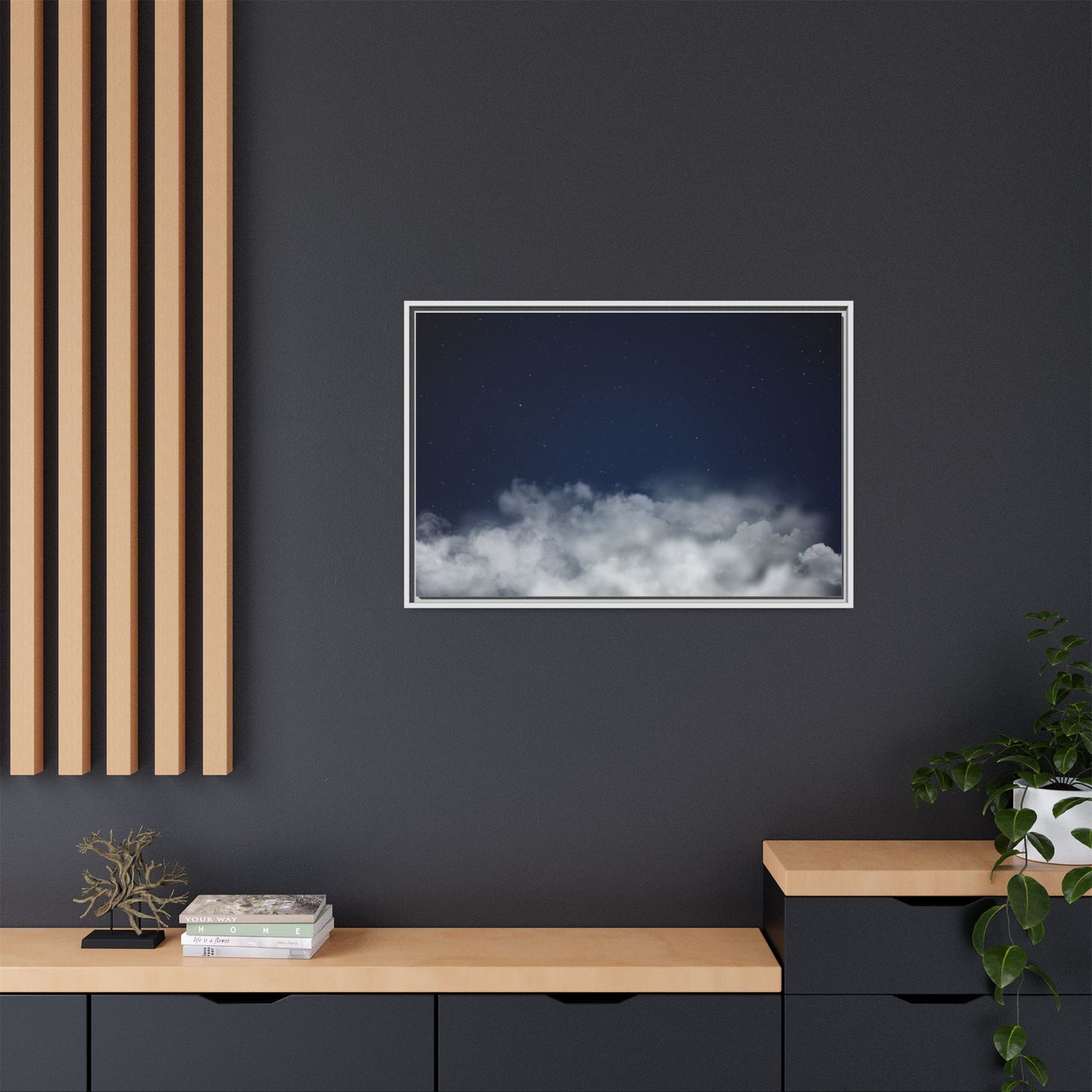 Night Sky Clouds Matte Canvas Framed | Starry Wall Art - TRV
