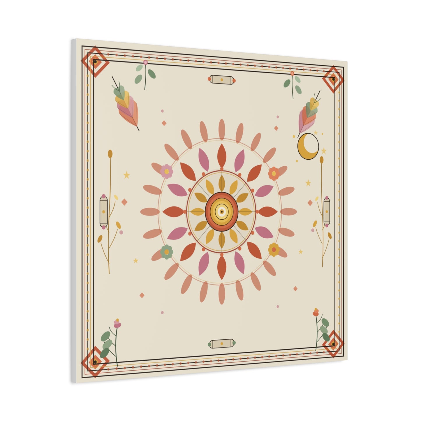 Boho Sun Mandala Matte Canvas