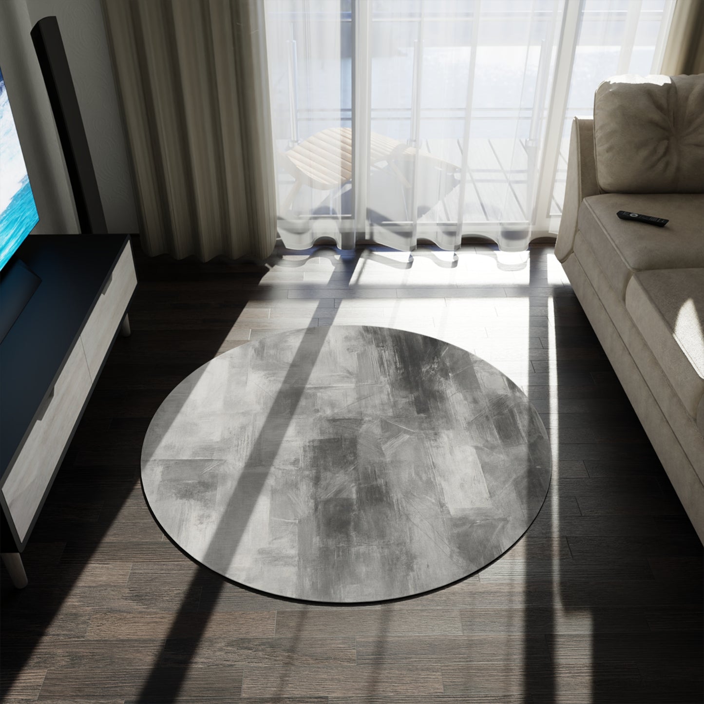 Modern Round Rug, Chic Home Decor, Living Room Accent, Bedroom Flooring, Stylish Area Rug, Minimalist Design - TRV