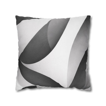 Abstract black and white wave pattern square pillowcase for home decor, featuring a modern design by Printify.