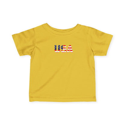 USA Infant Fine Jersey Tee - Cute Baby Shirt, Toddler Clothing, American Flag Tee, Baby Shower Gift, 4th of July Outfit