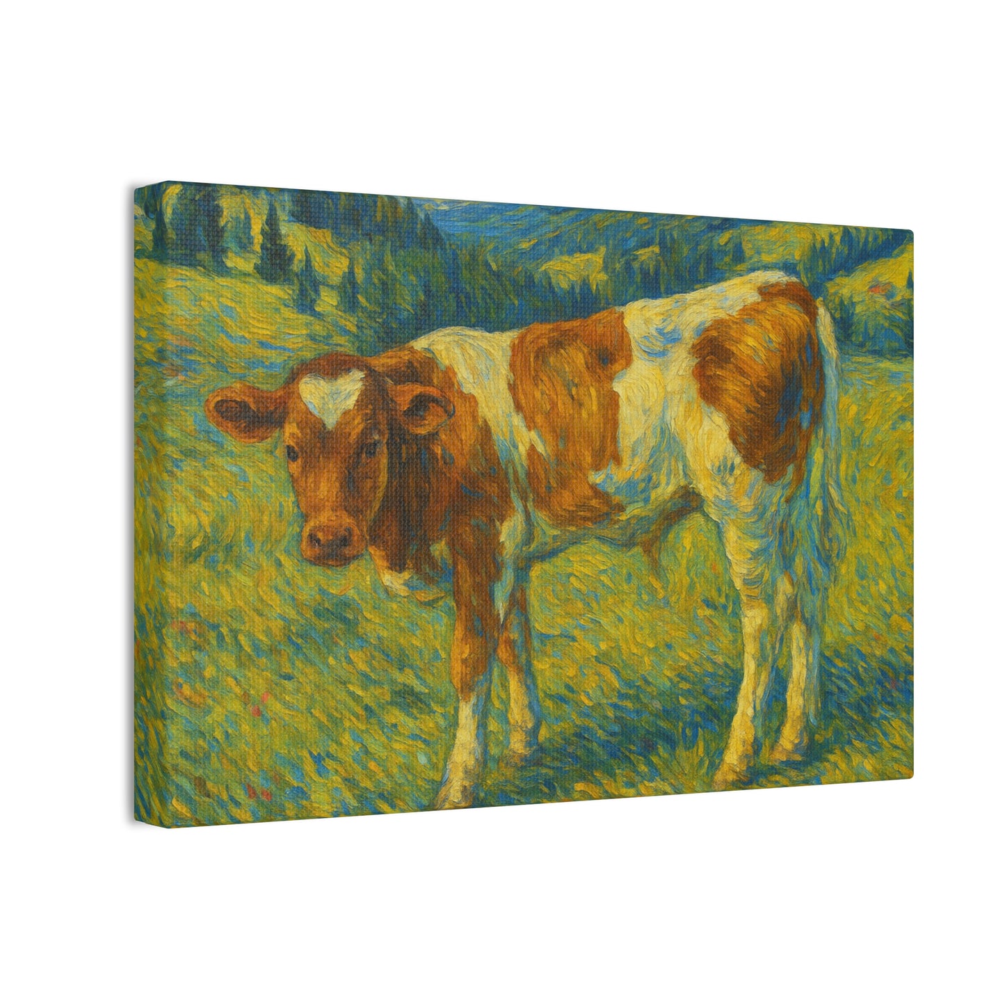 Artistic Cow Canvas Wall Art - Farmhouse Decor, Calf Painting