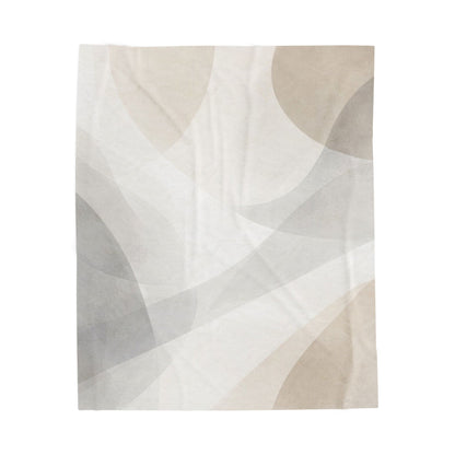 Neutral Abstract Shapes Velveteen Plush Blanket | Minimal Geometric Throw