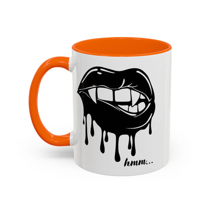 Dripping Lip Coffee Mug – "hmm..." Accent Ceramic Mug (11/15oz)