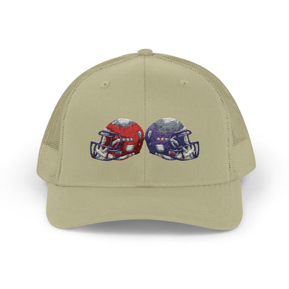 Sporty Snapback Trucker Cap with Football Helmets, Baseball Cap, Outdoor Activity Hat, Gift for Sports Fans, Team Spirit Wear - TRV