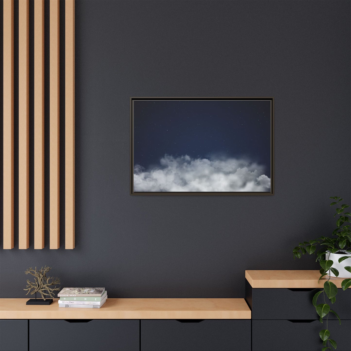 Night Sky Clouds Matte Canvas Framed | Starry Wall Art - TRV