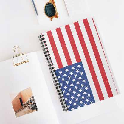 American Flag Spiral Notebook - Ruled Lines, Patriotic Journal, USA Theme, Gift for Veterans, College Supplies, Independence Day Notebook - TRV